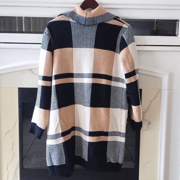 SHEIN Privé Women's Plaid Double Pockets Cardigan With Open Front - Picture 8 of 16